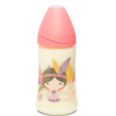 SUAVINEX 奶瓶270ML+乳膠圓咀(轉速)-印第安女孩